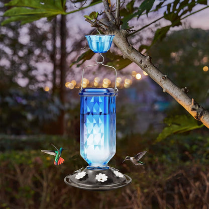 SkyBloom Glass Hummingbird Feeder – Elegant 6-Port Nectar Feeder with Ant Moat